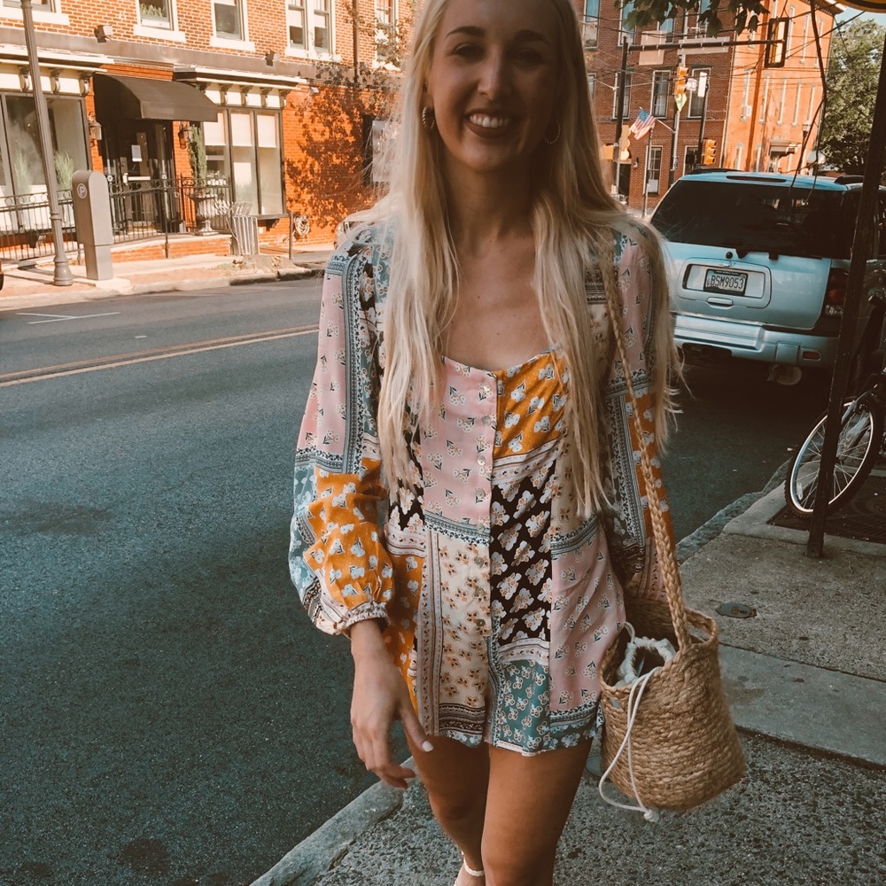 Patchwork Longsleeve Romper